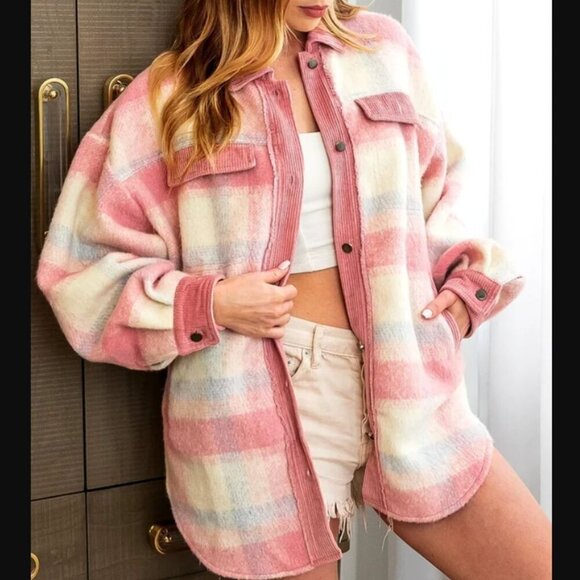 BiBi Tops - NWT - Corduroy Brushed Plaid Shacket